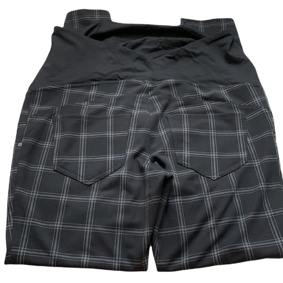 Isabel Maternity Crossover Panel Ponte Pants - Black Plaid - Picture 4 of 16